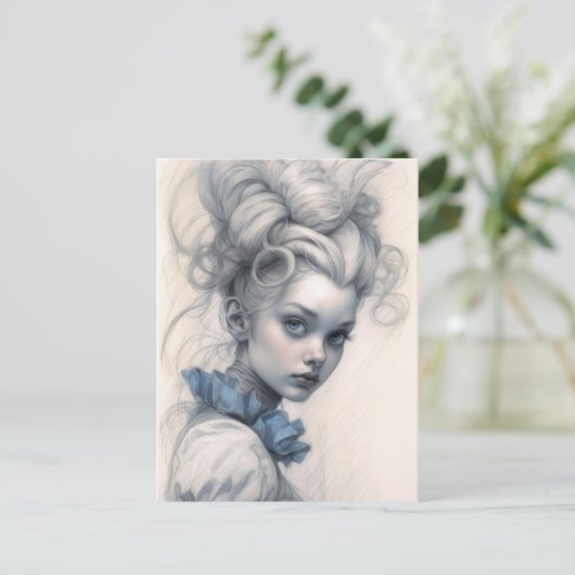 Alice in Wonderland, Sketch Art. Briefkaart (Staand voorkant)