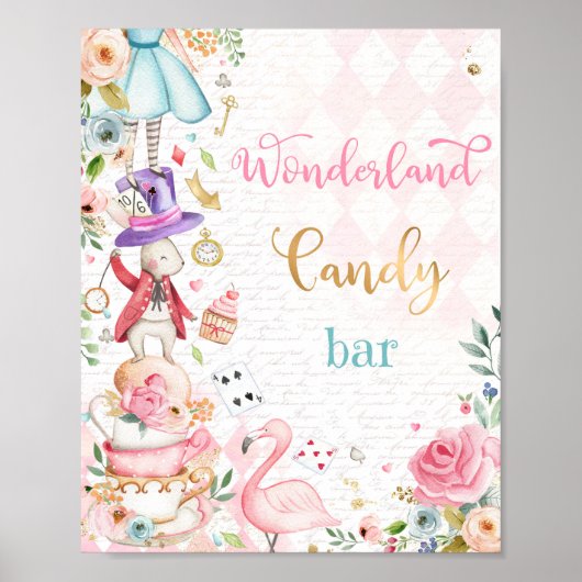Alice in Wonderland Snoep Bar Sign. Poster (Voorkant)