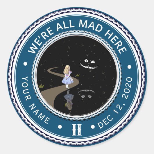 Alice in Wonderland Sobriety Medallion Ronde Sticker (Voorkant)