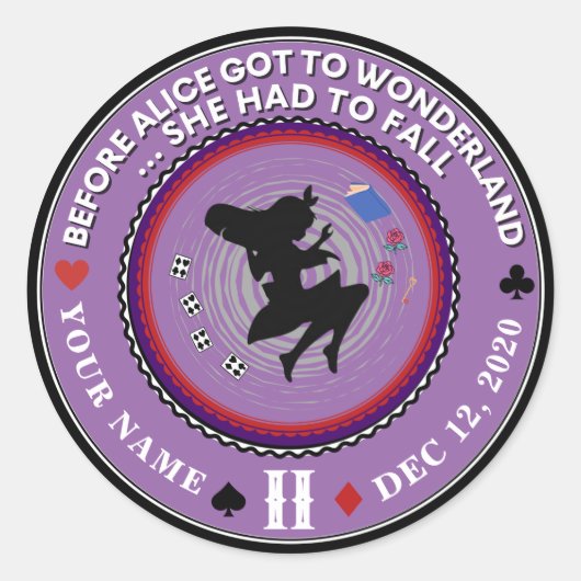 Alice in Wonderland Sobriety Medallion Ronde Sticker (Voorkant)