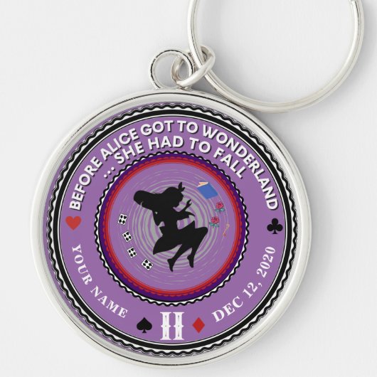 Alice in Wonderland Sobriety Medallion Sleutelhanger (Voorkant)