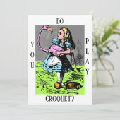 Alice in Wonderland "Speel je croquet?" Uitnodigin Kaart (Staand voorkant)