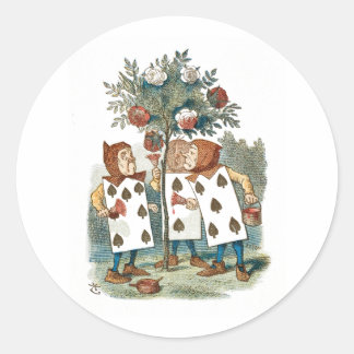 Alice in Wonderland speelt Kaart Gardeners Ronde Sticker