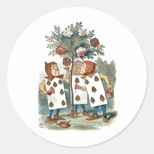 Alice in Wonderland speelt Kaart Gardeners Ronde Sticker (Voorkant)