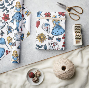 Alice in Wonderland Spelen Kaart Decoupage Cadeaupapier