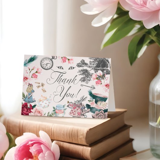  Alice in Wonderland sprookjescollage dan Bedankkaart