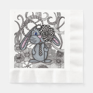Alice in Wonderland stijl Konijn Doodle Kunst Fees Servet