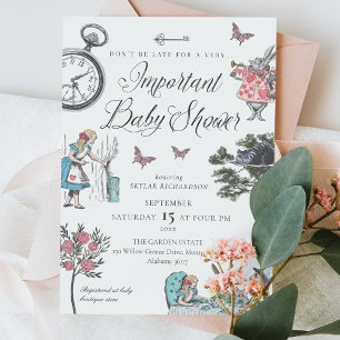  Alice in Wonderland Storybook Baby shower Kaart