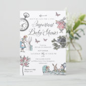 Alice in Wonderland Storybook Baby shower Kaart (Staand voorkant)
