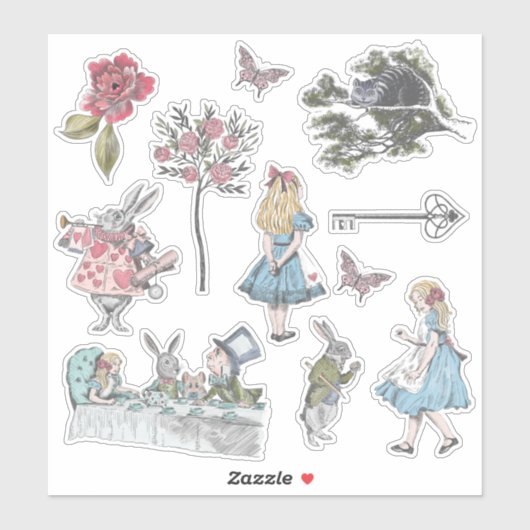Alice in Wonderland Storybook Sticker (Vel)