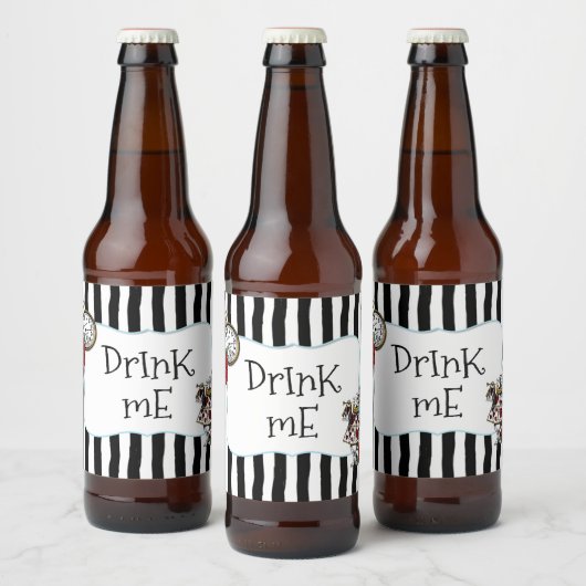 Alice in Wonderland Striped Party Bier Etiket (Flessen)