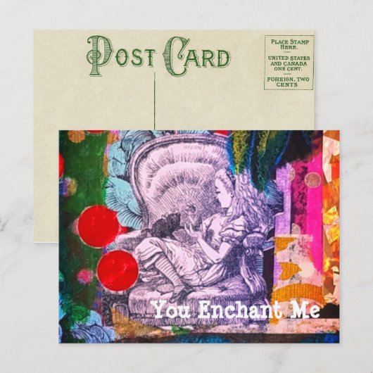 Alice in Wonderland  Style Briefkaart (Voorkant / Achterkant)