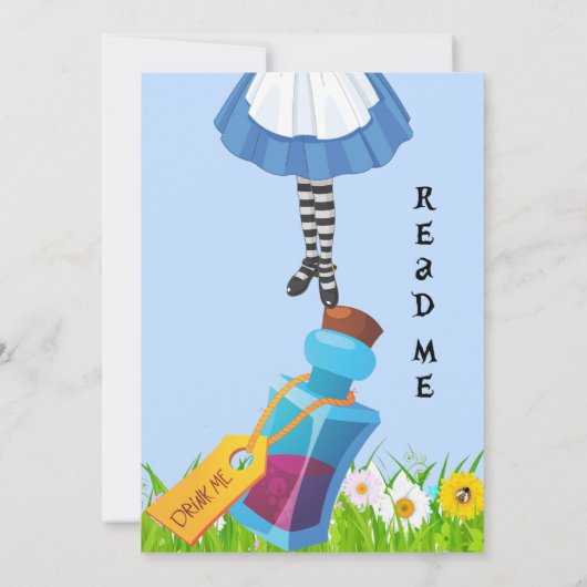 Alice in Wonderland Sweet 16 Birthday Invitation Kaart (Achterkant)