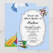 Alice in Wonderland Sweet 16 Birthday Invitation Kaart (Voorkant / Achterkant)