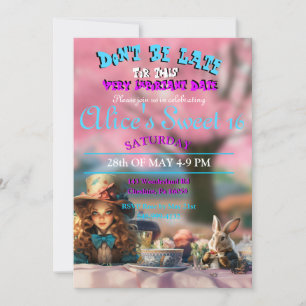 Alice in Wonderland Sweet 16 Uitnodiging
