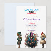 Alice in Wonderland Sweet 16 uitnodigingen (Voorkant / Achterkant)