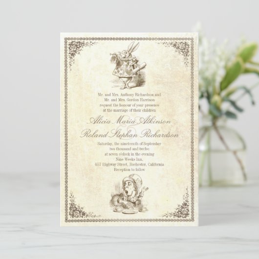 Alice in Wonderland Tale Uitnodigingen (Staand voorkant)