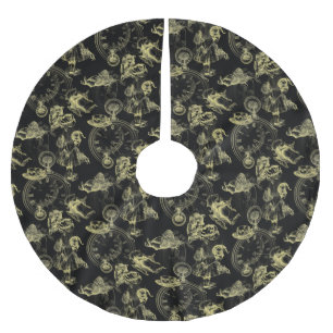 Alice in Wonderland Tea Black Gold Tree Skirt Kerstboom Rok