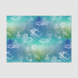 Alice in Wonderland Tea Blue Green Tissue Paper Tissuepapier