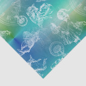 Alice in Wonderland Tea Blue Green Tissue Paper Tissuepapier (Detail)