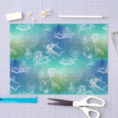 Alice in Wonderland Tea Blue Green Tissue Paper Tissuepapier (Craft)