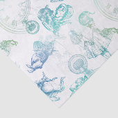 Alice in Wonderland Tea Blue Green Tissue Paper Tissuepapier (Detail)
