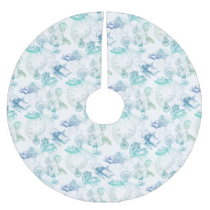 Alice in Wonderland Tea Blue Green Tree Skirt Kerstboom Rok