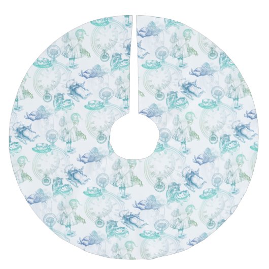 Alice in Wonderland Tea Blue Green Tree Skirt Kerstboom Rok (Voorkant)