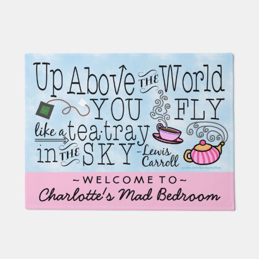 Alice in Wonderland Tea Carroll Quote Persoonlijk Deurmat (Voorkant)