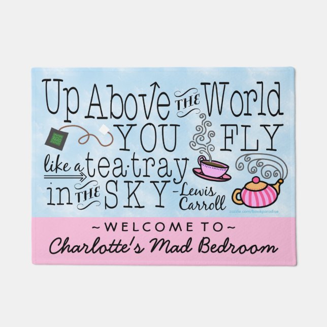Alice in Wonderland Tea Carroll Quote Persoonlijk Deurmat (Voorkant)
