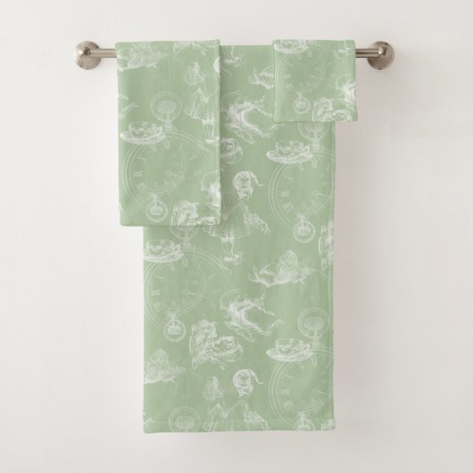 Alice in Wonderland Tea Green Towel Set Bad Handdoek (Insitu)