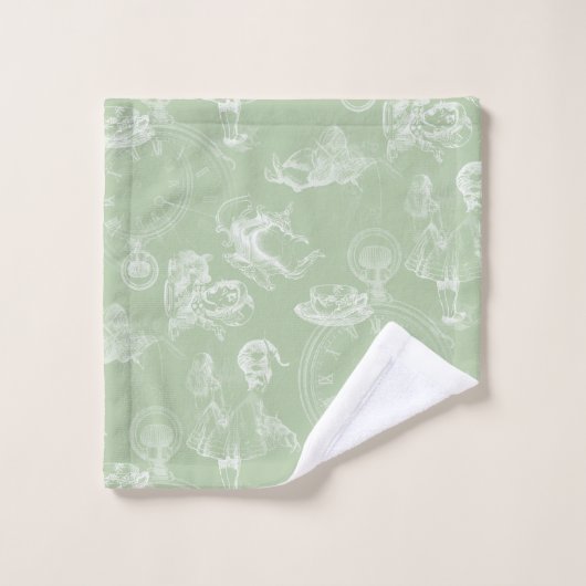 Alice in Wonderland Tea Green Towel Set Bad Handdoek (Wasdoekje)
