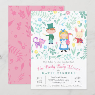 Alice in Wonderland Tea Party Baby shower Kaart