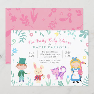 Alice in Wonderland Tea Party Baby shower Kaart