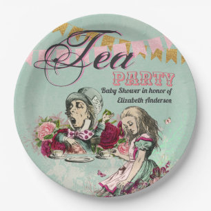  Alice in Wonderland Tea Party BABY SHOWER Papieren Bordje
