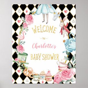 Alice in Wonderland Tea Party Baby shower Welkom Poster