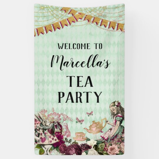 Alice in Wonderland Tea Party Banner (Verticaal)