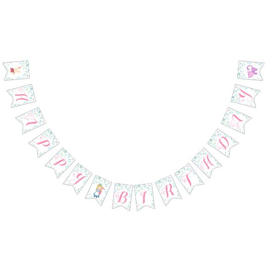 Alice in Wonderland Tea Party Birthday Banner (Alle)