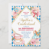 Alice in Wonderland Tea Party Birthday Invitation Kaart (Voorkant)