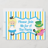 Alice in Wonderland Tea Party Birthday Invitation Kaart (Voorkant)