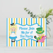 Alice in Wonderland Tea Party Birthday Invitation Kaart (Staand voorkant)
