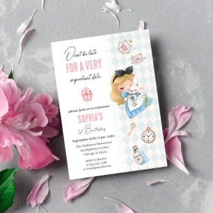 Alice in Wonderland Tea Party Birthday Invitation Kaart