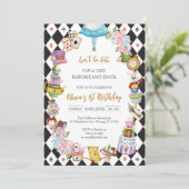 Alice in Wonderland Tea Party Birthday Invitation Kaart (Staand voorkant)