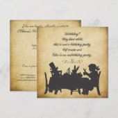 Alice in Wonderland Tea Party Birthday Kaart (Voorkant / Achterkant)