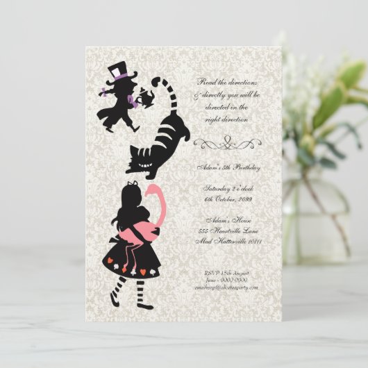  Alice in Wonderland Tea Party Birthday Kaart (Staand voorkant)