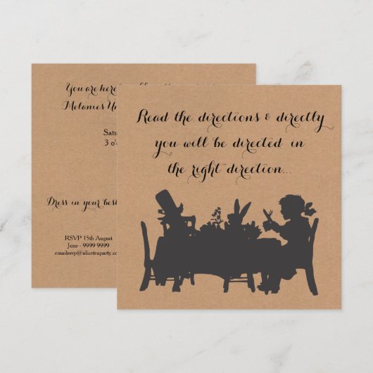 Alice in Wonderland Tea Party Birthday Kaart (Voorkant / Achterkant)