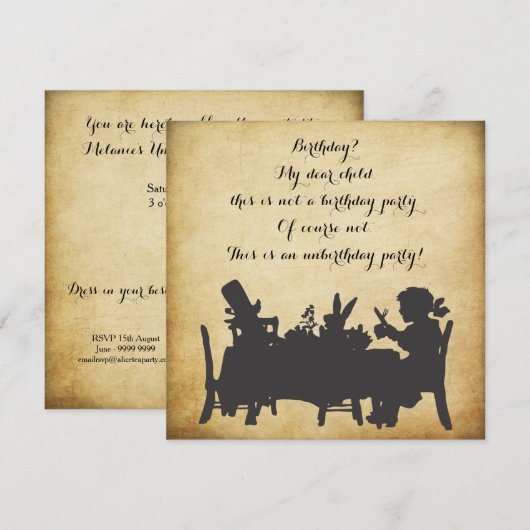  Alice in Wonderland Tea Party Birthday Kaart (Voorkant / Achterkant)