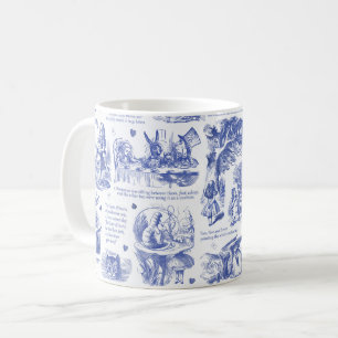 Alice in Wonderland Tea Party Blauw Toile Quotes Koffiemok