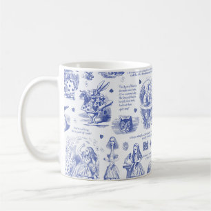 Alice in Wonderland Tea Party Blauw Toile Quotes Koffiemok