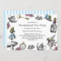 Alice in Wonderland Tea Party Blauwe Strepen